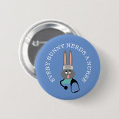 Funny Nurse Stethoscope Bunny Button (Voorkant /achterkant)