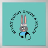 Funny Nurse Stethoscope Bunny Poster (Voorkant)