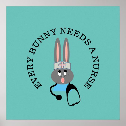 Funny Nurse Stethoscope Bunny Poster (Voorkant)