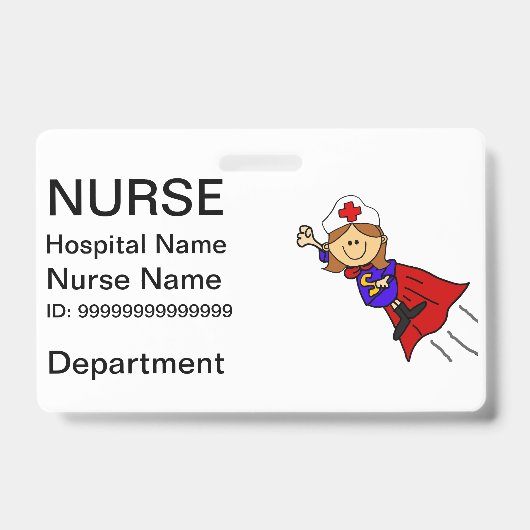 Funny Nurse Superheld ID Badge (Voorzijde)