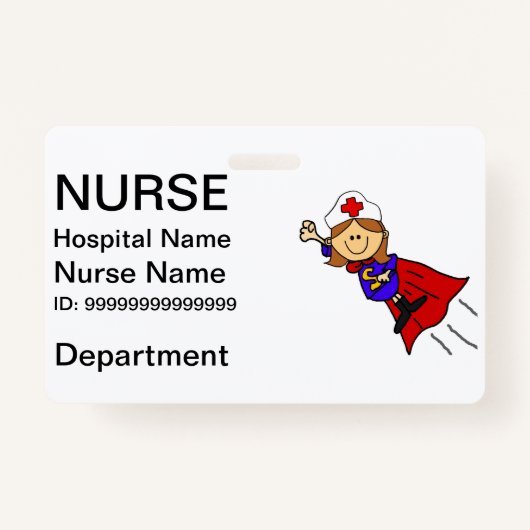 Funny Nurse Superheld ID Badge (Voorkant)