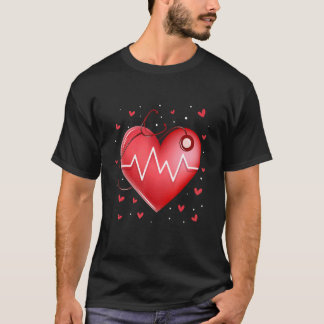 Funny Nurse Valentijnsdag Heart Stethoscoop T-shirt