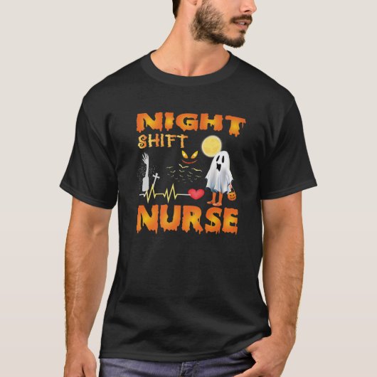 Funny Nurses Night Shift Zurse Skeleton Halloween T-shirt (Voorkant)