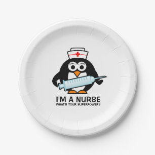Funny nursing party borden met schattige pinguïnve papieren bordje