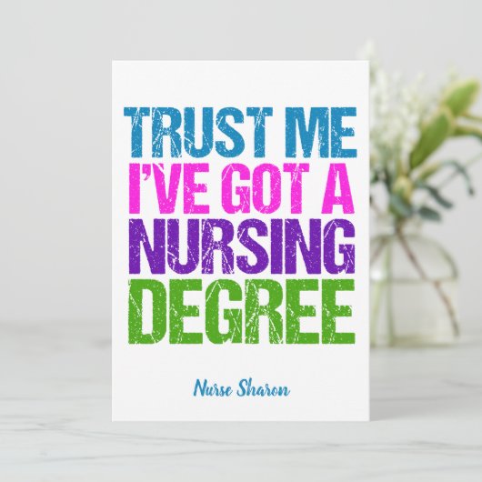 Funny Nursing School Afstuderen Personalized Nurse Kaart (Staand voorkant)