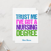 Funny Nursing School Afstuderen Personalized Nurse Kaart (Voorkant / Achterkant in situ)