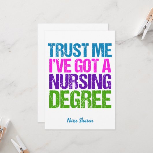Funny Nursing School Afstuderen Personalized Nurse Kaart (Voorkant / Achterkant in situ)