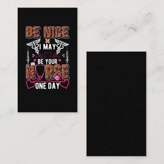 Funny Nursing School Humor Leopard Print Nurse Visitekaartje (Voorkant / Achterkant)