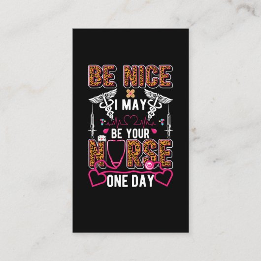 Funny Nursing School Humor Leopard Print Nurse Visitekaartje (Voorkant)