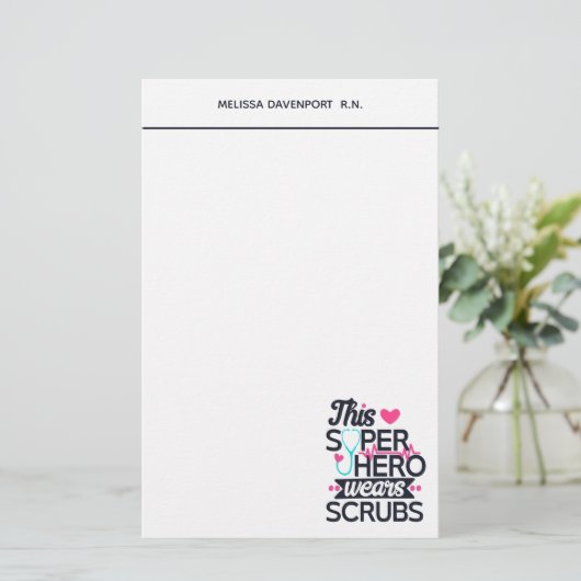 Funny Nursing Superheld Gezegde Typografie Briefpapier (Staand voorkant)