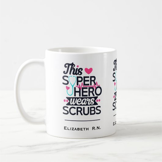 Funny Nursing Superheld Gezegde Typografie Koffiemok (Links)