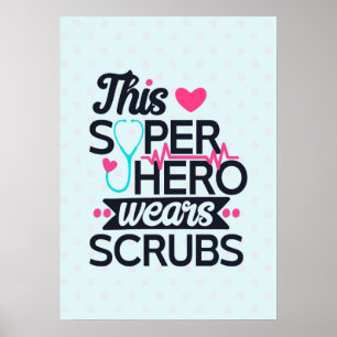 Funny Nursing Superheld Gezegde Typografie Poster