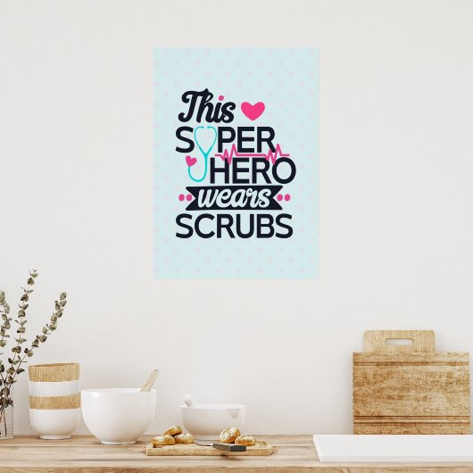 Funny Nursing Superheld Gezegde Typografie Poster (Keuken)