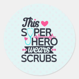 Funny Nursing Superheld Gezegde Typografie Ronde Sticker