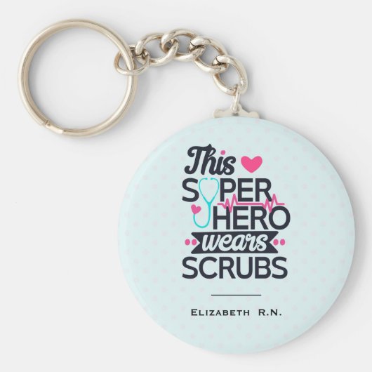 Funny Nursing Superheld Gezegde Typografie Sleutelhanger (Voorkant)