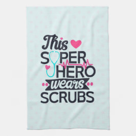 Funny Nursing Superheld Gezegde Typografie Theedoek