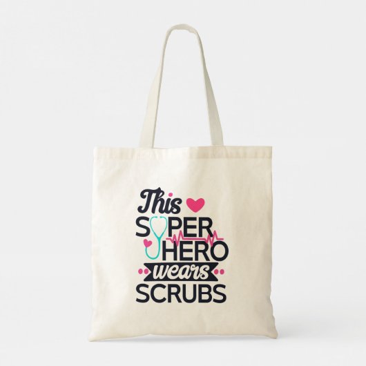 Funny Nursing Superheld Gezegde Typografie Tote Bag (Achterkant)