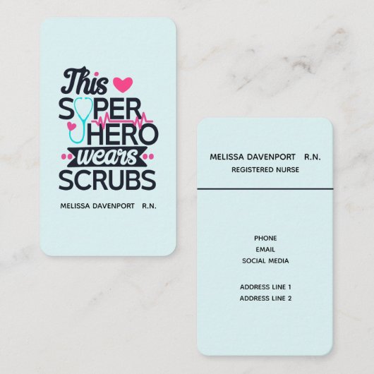 Funny Nursing Superheld Gezegde Typografie Visitekaartje (Voorkant / Achterkant)