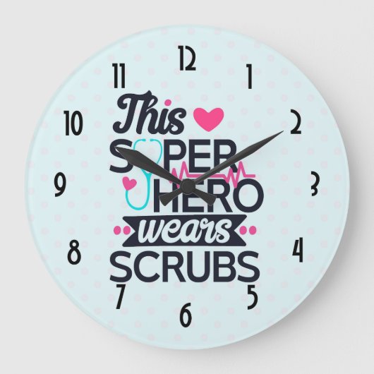 Funny Nursing Superhero Saying Typography Grote Klok (Voorkant)