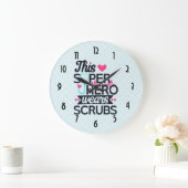 Funny Nursing Superhero Saying Typography Grote Klok (Huis)