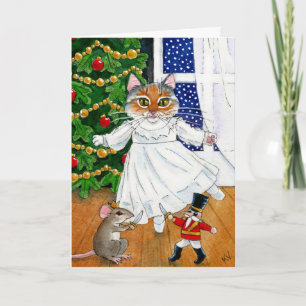 Funny Nutcracker Cat Kerstmis Ballet Feestdagen Kaart
