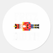 Funny Nutcracker Fritz Did It Clara Christmas Ball Ronde Sticker (Voorkant)