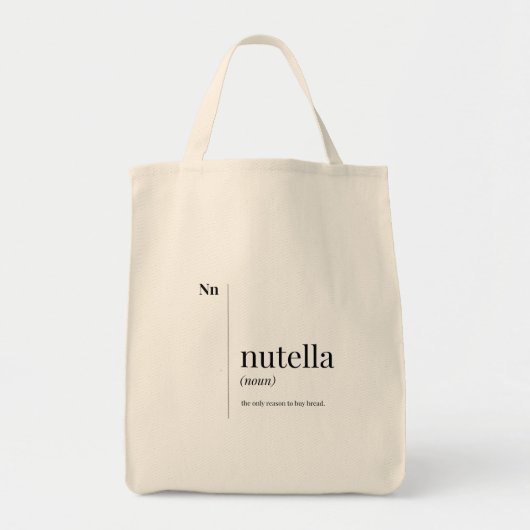 Funny Nutella Definition Tote Bag (Voorkant)