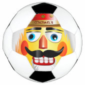Funny Nutkraker Speelgoed Soldaat met gepunte snor Voetbal (Voorkant)
