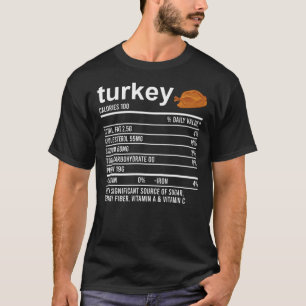 Funny Nutrition Fact Food Apparel Foodie Turkey T-shirt