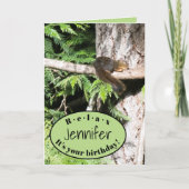 Funny Nuts Animal Squirrel Naps in Tree Birthday Kaart (Voorkant)