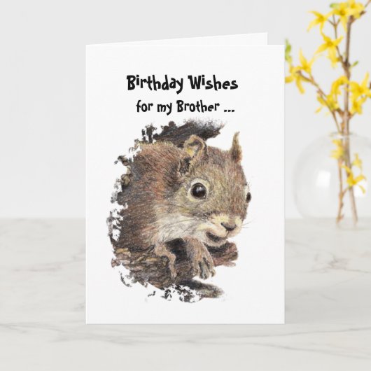 Funny, Nutty Brother Birthday Squirrel Card Kaart (Gele Bloem)
