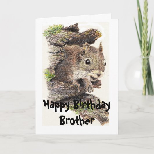 Funny, Nutty Brother Birthday Squirrel Card Kaart (Voorkant)