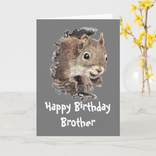 Funny, Nutty Brother Birthday Squirrel Kaart (Gele Bloem)