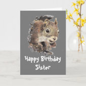 Funny, Nutty Sister Birthday Squirrel Card Kaart (Gele Bloem)