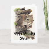 Funny, Nutty Sister Birthday Squirrel Card Kaart (Voorkant)