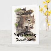 Funny, Nutty Sweetheart Birthday Squirrel Card Kaart (Gele Bloem)
