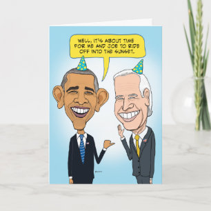 Funny Obama and Biden Farewell Birthday Card Kaart