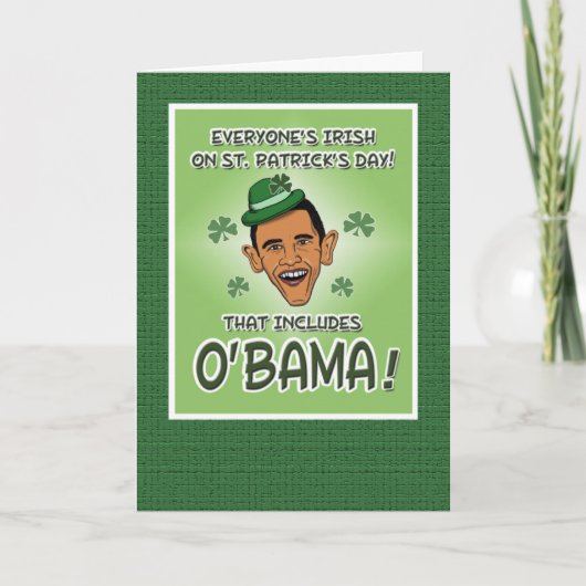 Funny Obama of O'Bama St. Patrick's Day Kaart (Voorkant)