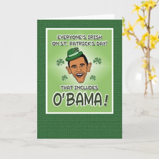 Funny Obama of O'Bama St. Patrick's Day Kaart (Gele Bloem)