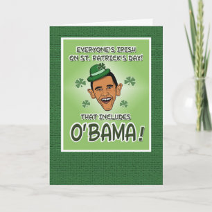 Funny Obama of O'Bama St. Patrick's Day Kaart