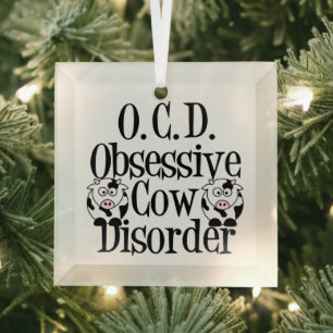 Funny Obsessief Cow Disorder met kerst Glas Ornament