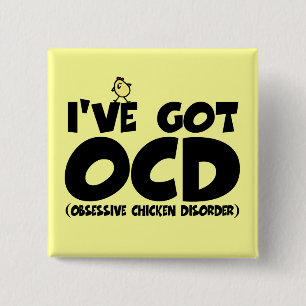 Funny OCD kip Vierkante Button 5,1 Cm