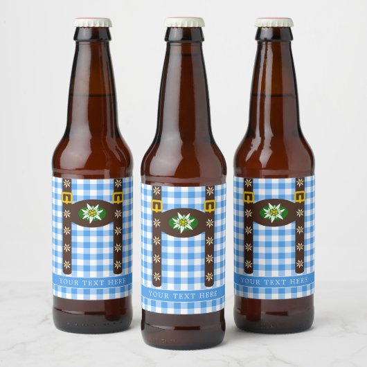 Funny Octoberfest Lederhosen Suspenders Bier Etiket (Flessen)