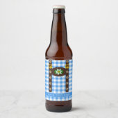 Funny Octoberfest Lederhosen Suspenders Bier Etiket (Voorkant)