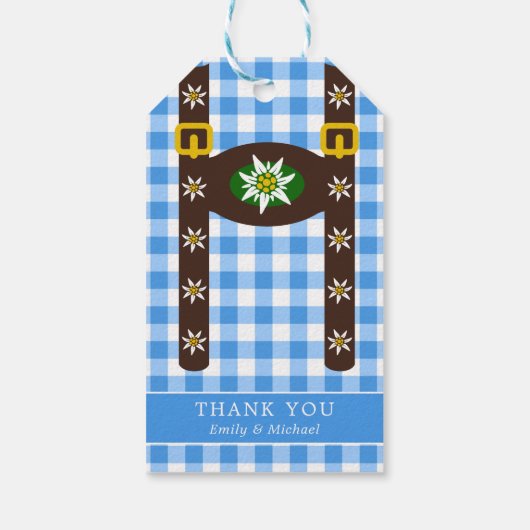 Funny Octoberfest Lederhosen Suspenders Cadeaulabel (Achterkant)