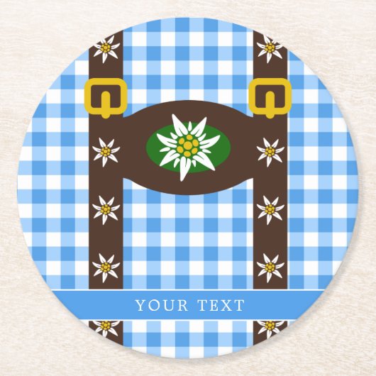 Funny Octoberfest Lederhosen Suspenders Ronde Kartonnen Onderzetter (Voorkant)