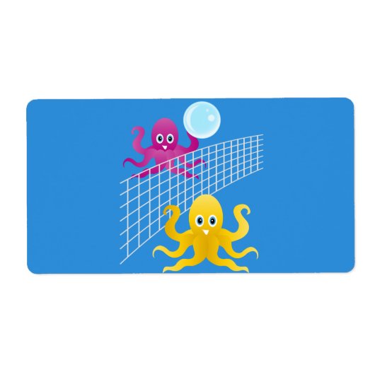 Funny octopies volleyball etiket (Voorkant)