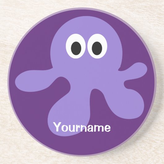 Funny Octopus aangepast monogram onderzetter (Voorkant)