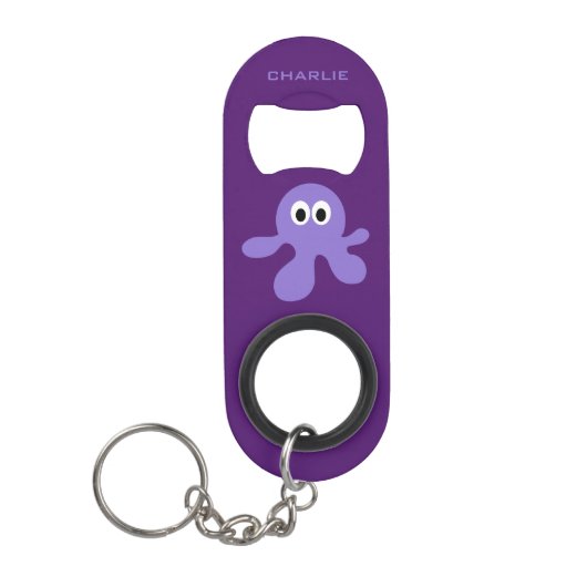 Funny Octopus aangepaste monogram flesopener Sleutelhanger Flessenopener (Voorkant)