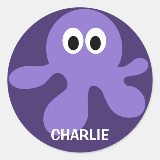 Funny Octopus aangepaste naam stickers (Voorkant)